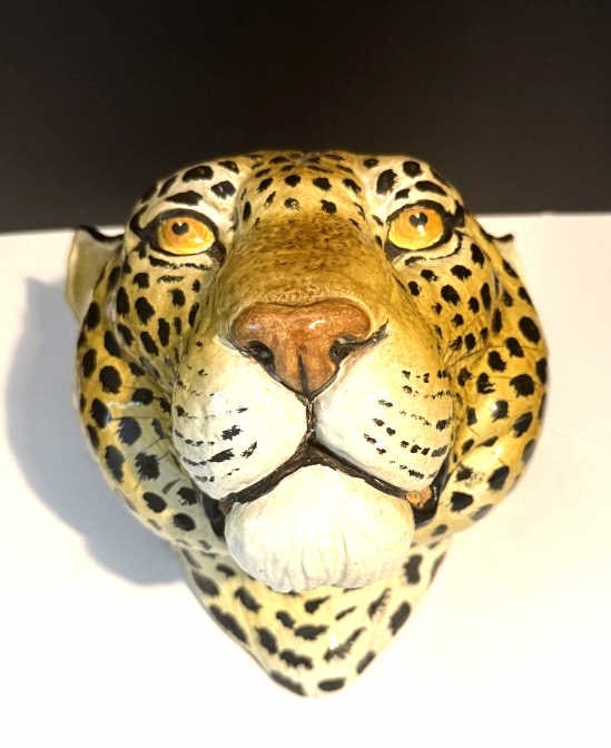 LIFE SIZE GLAZED TERRA COTTA  LEOPARD HEAD (1 of 3)