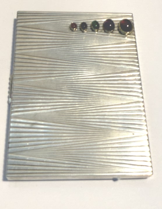 ANTIQUE RUSSIAN VERMEIL SILVER CIG BOX CABACHONS