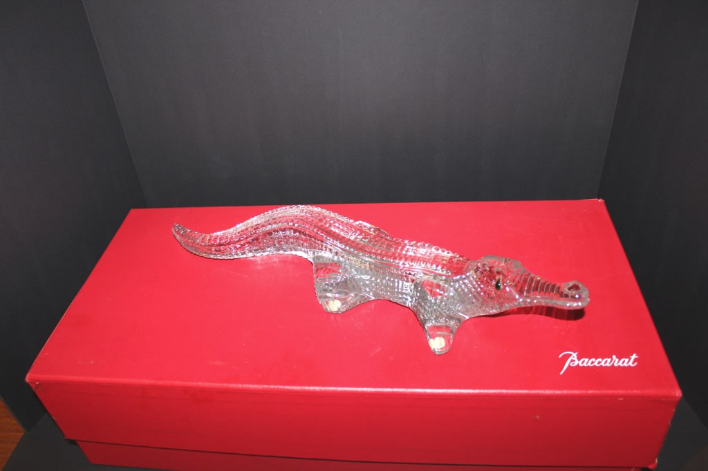 LARGE BACCARAT CRYSTAL ALIGATOR WITH BOX MINT (1 of 5)