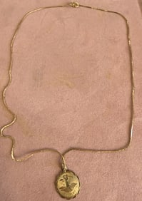 14KT YELLOW GOLD NECKLACE AND GOLFING PENDANT