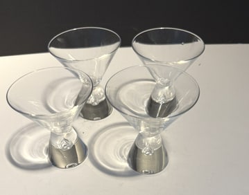 STEUBEN SET OF (4) TEAR DROP MARTINI GLASSES