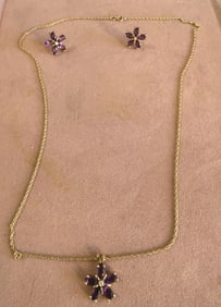 14KT YELLOW GOLD MARQUIS CUT AMETHYST SUITE