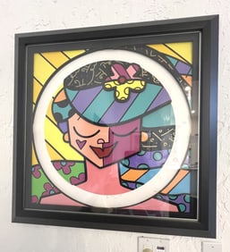 ROMERO BRITTO B 1963 POP ART PINK FACE SIGNED SERI