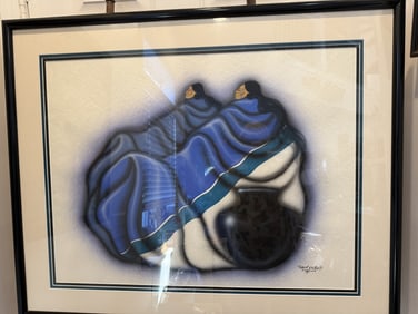 ROBERT REDBIRD KIOWA LITHOGRAPH LADIES IN BLANKETS