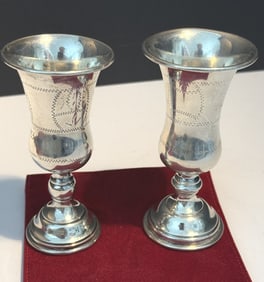 2 STERLING SILVER KIDDUSH CUPS BOTH VINTAGE