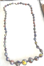 VTG. MILLEFIORE GLASS BEADED LADIES NECKLACE