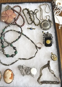 COLLECTION STERLING SILVER COSTUME JEWELRY ITEMS