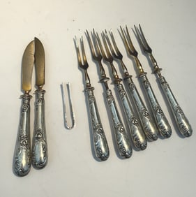 SET OF 6 STERLING HANDLED HORD D'EUVEURES FORKS