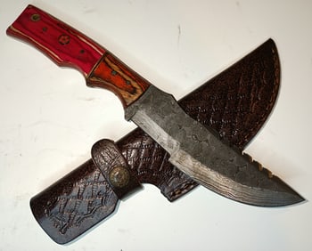 RAIN DROP DAMASCUS STEEL BLADE TRACKING HUNTING KNIFE