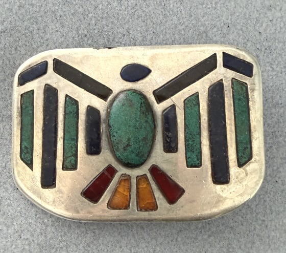 VTG NATIVE AMERICAN STERLING BELT BUCKLE (1 of 3)