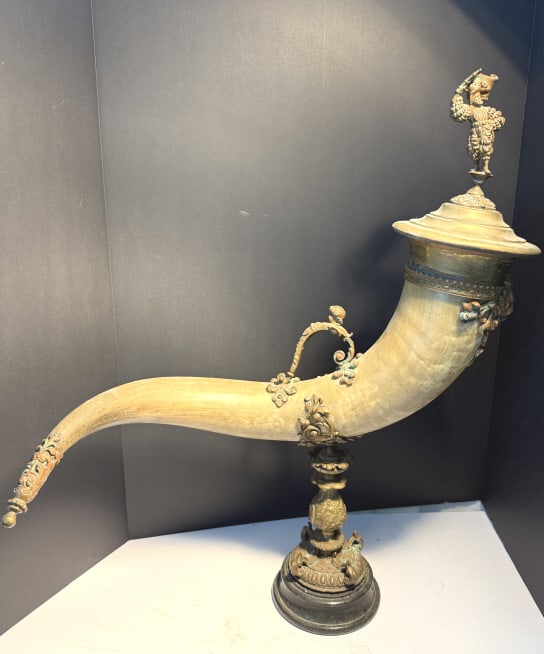 RARE ANTIQUE HORN HORN OF PLENTY CORNUCOPIA MOUNT (1 of 4)