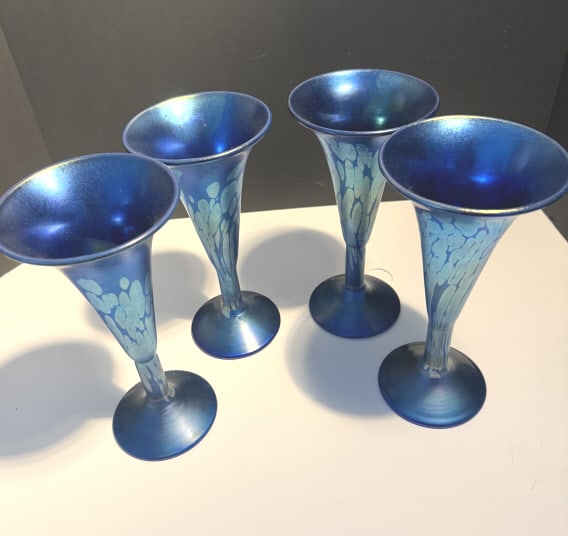 CARL RADKE FAVRILLE STYLE ART GLASS CHAMPAGNES (1 of 4)
