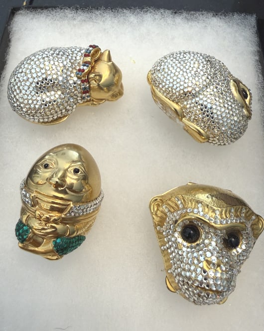 LOT OF 4 RARE JUDITH LEIBER SWAROVSKI PILL BOXES (1 of 5)