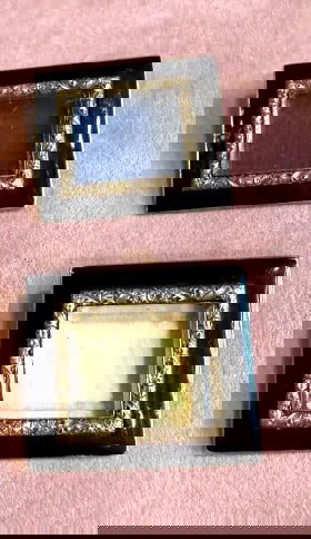 PR GEORGIAN ENAMELED GOLD & SILVER MOURNING BROOCH: Each about 1" square, meant to hold hair of the deceased, both inscribed with the names of the mourned person, these are extremely rare and hard to find today total weight 16,8 grams