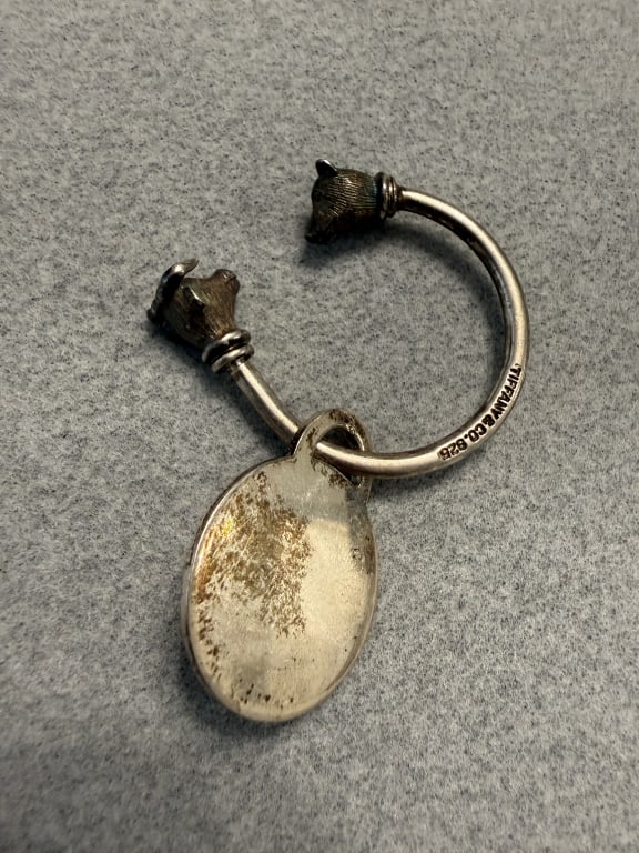 TIFFANY STERLING SILVER STOCK MARKET KEY CHAIN: Features a Bull and a Bear, 16.60 grams