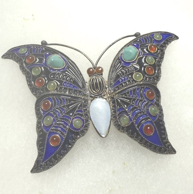 MMA STERLING ENAMELED LARGE BUTTERFLY BROOCH (1 of 2)