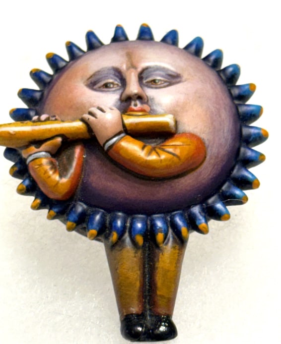 SERGIO BUSTAMANTE WHIMSICAL SUN BROOCH (1 of 2)