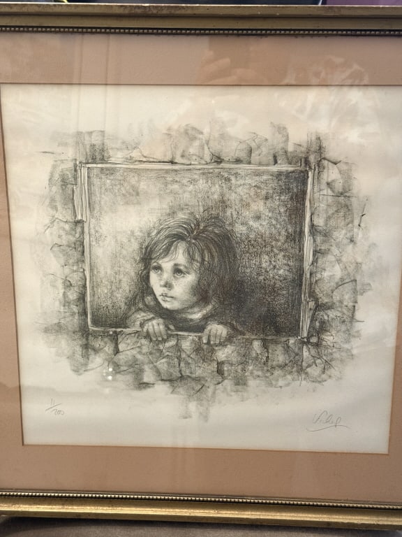 VTG MARY VICKERS LITHOGRAP "GIRL AT WINDOW" SIGNED: Pencil signed by the British artist Mary Vickers, in very good condition