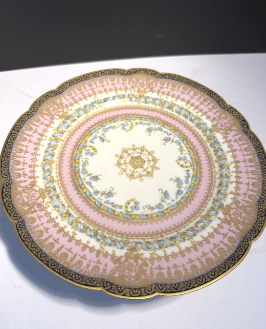 ANTIQUE LIMOGES H.P. PEDESTAL CAKE PLATE (1 of 2)
