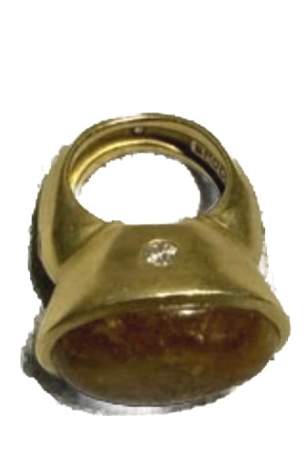 HEAVY 18KT Y.G CABACHON STONE AND DIAMOND RING (1 of 3)