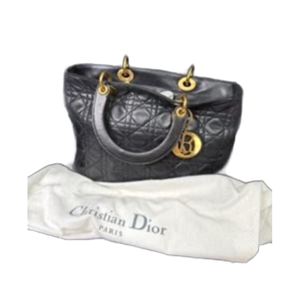 GORGEOUS LIKE NEW CHRISTIAN DIOR HAND BAG: Medium, quilted cannage bag, in black leather, with gold tone hardware, like new, about $8,000 retail value