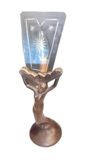 ART DECO FRANKART STYLE NUDE LAMP WITH GLASS FAN (1 of 3)