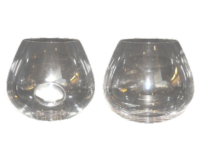 PR tiffany CRYSTAL THUMB PRINT BRANDY SNIFTERS: Signed to base