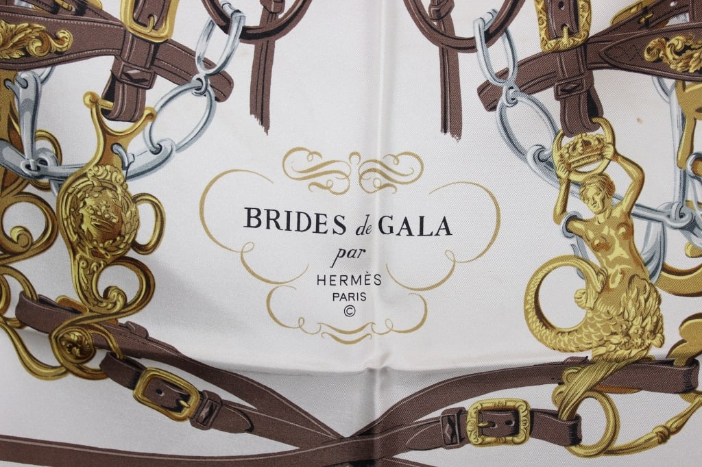 HERMES BRIDES DE GALA SILK SCARK: In excellent used vintage condition, 36" square