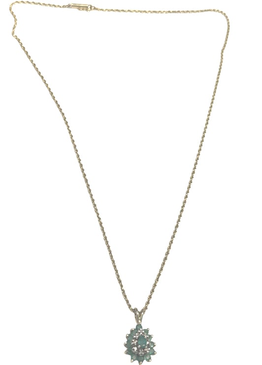 14KT Y.G EMERALD AND DIAMOND LADIES NECKLACE (1 of 3)