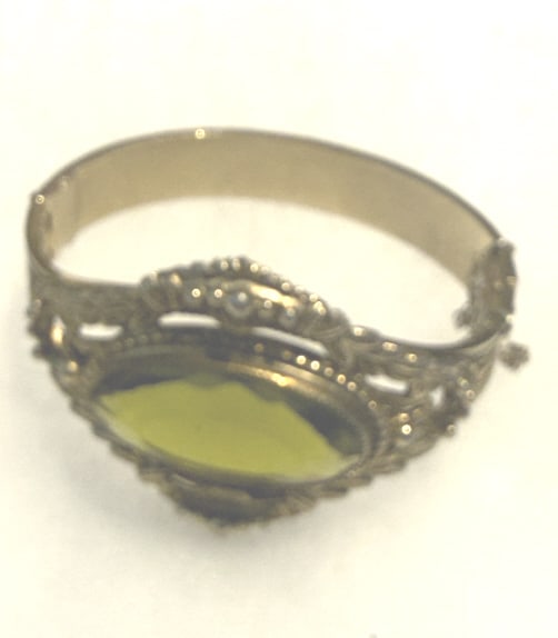VINTAGE WHITING & DAVIS BANGLE BRACELET LARGE STON (1 of 3)