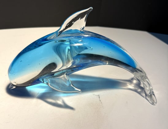 VINTAGE HAND BLOWN MURANO DOLPHIN: About 10" in length excellent condition
