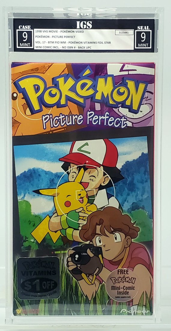 IGS 1999 9-9 POKÉMON-PICTURE PERFECT - Sealed Graded VHS Movie: This is the most coveted release of Picture Perfect with a mini comic inside and the Vitamin sticker. For most Pokémon collectors this is the variant that is most desired."Pokemon: Picture Perfect" i