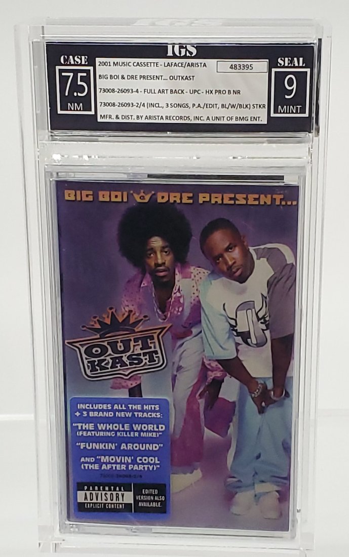 IGS 2001 7.5-9 BIG BOI & DRE PRESENT... OUTKAST - Sealed Graded Cassette Tape - Music: This early print showcases a "hype sticker", often found on initial music releases. It's worth mentioning that while most music releases usually have only one original hype sticker on the cover, there
