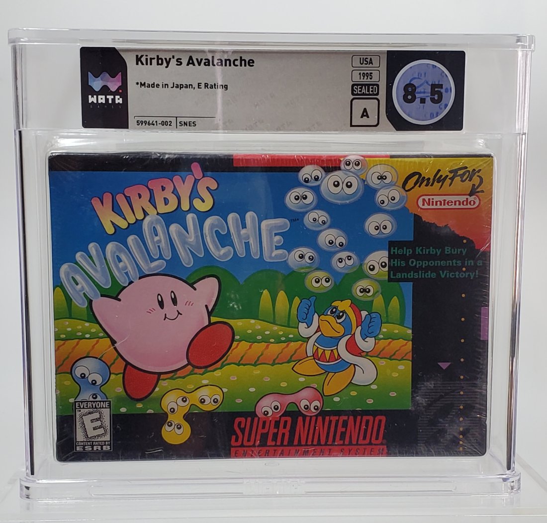 WATA 8.5 A -  KIRBY'S AVALANCHE - Super nintendo video game SNES Sealed (1 of 2)