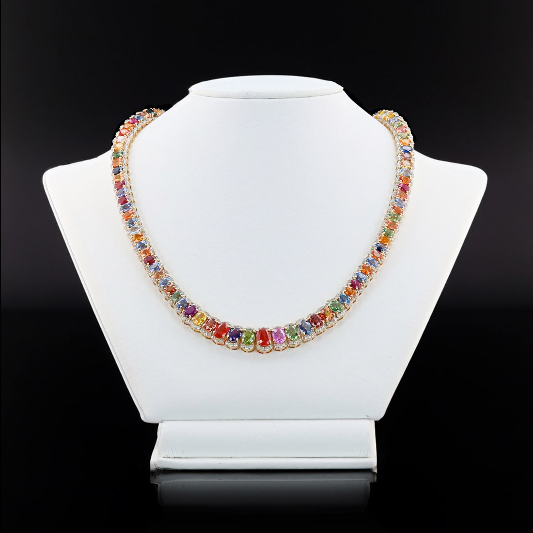 51.93ctw Multi-Color Sapphire and 5.88ctw Diamond 14K Yellow Gold Necklace (1 of 4)