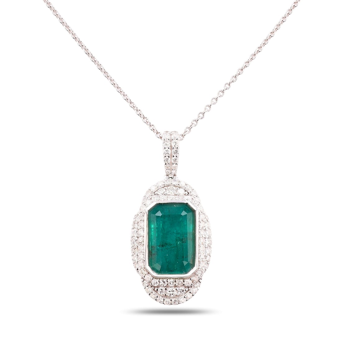 9.33ct Emerald and 1.17ctw Diamond Platinum Pendant (1 of 4)