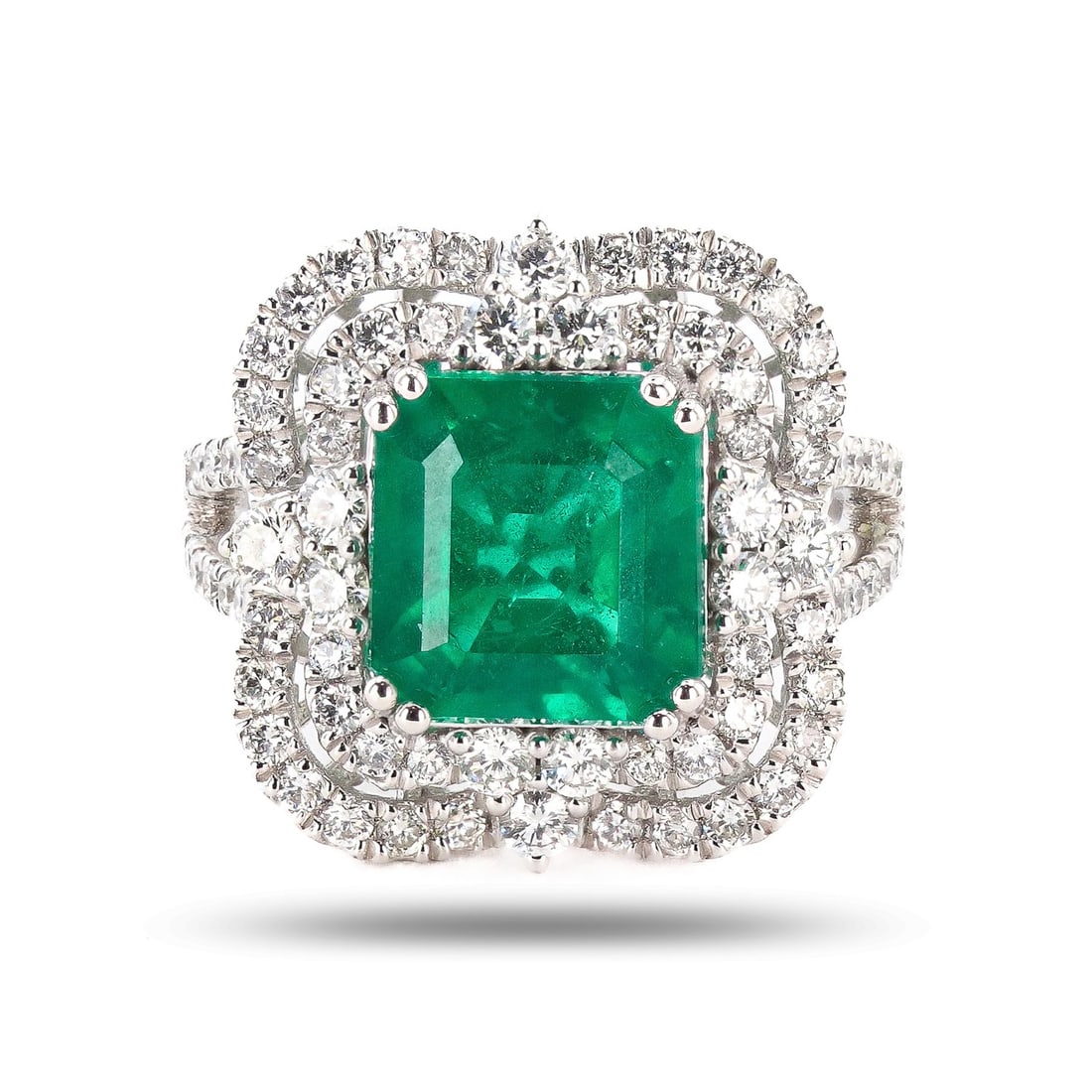 4.15ct Emerald and 1.38ctw Diamond Platinum Ring (GIA CERTIFIED) (1 of 5)