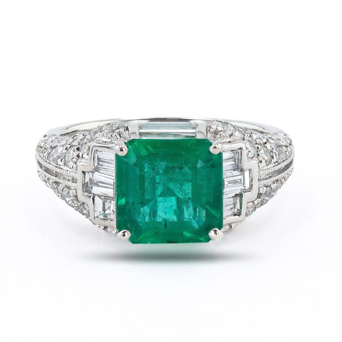 2.68ct Emerald and 1.97ctw Diamond Platinum Ring (1 of 4)