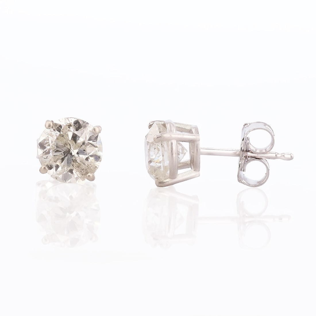 1.96ctw I to J COLOR I CLARITY Diamond 14K White Gold Stud Earrings (1 of 4)