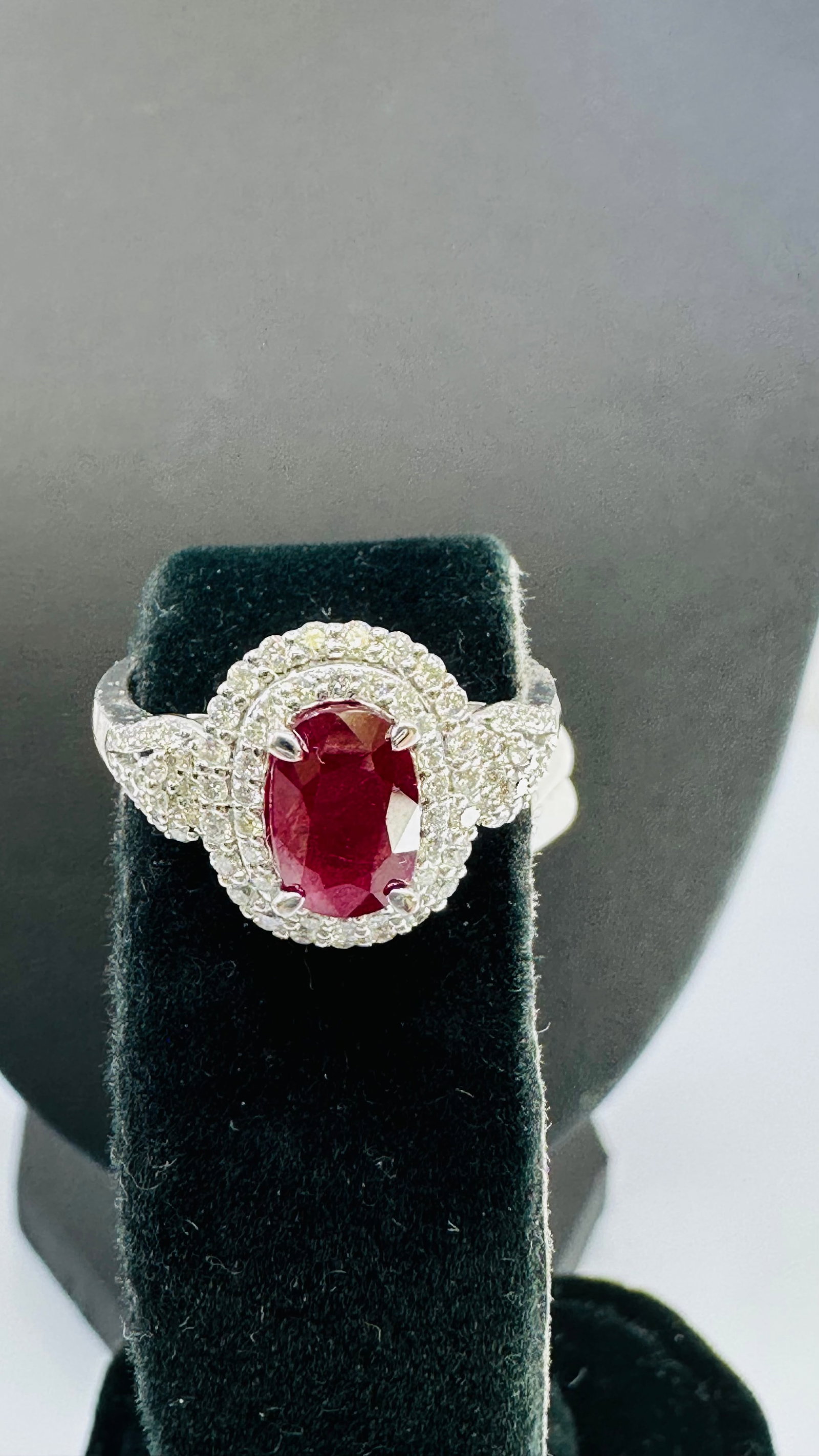 GIA Certified 2.06 CT Natural Ruby & Diamond Platinum Ring (1 of 5)
