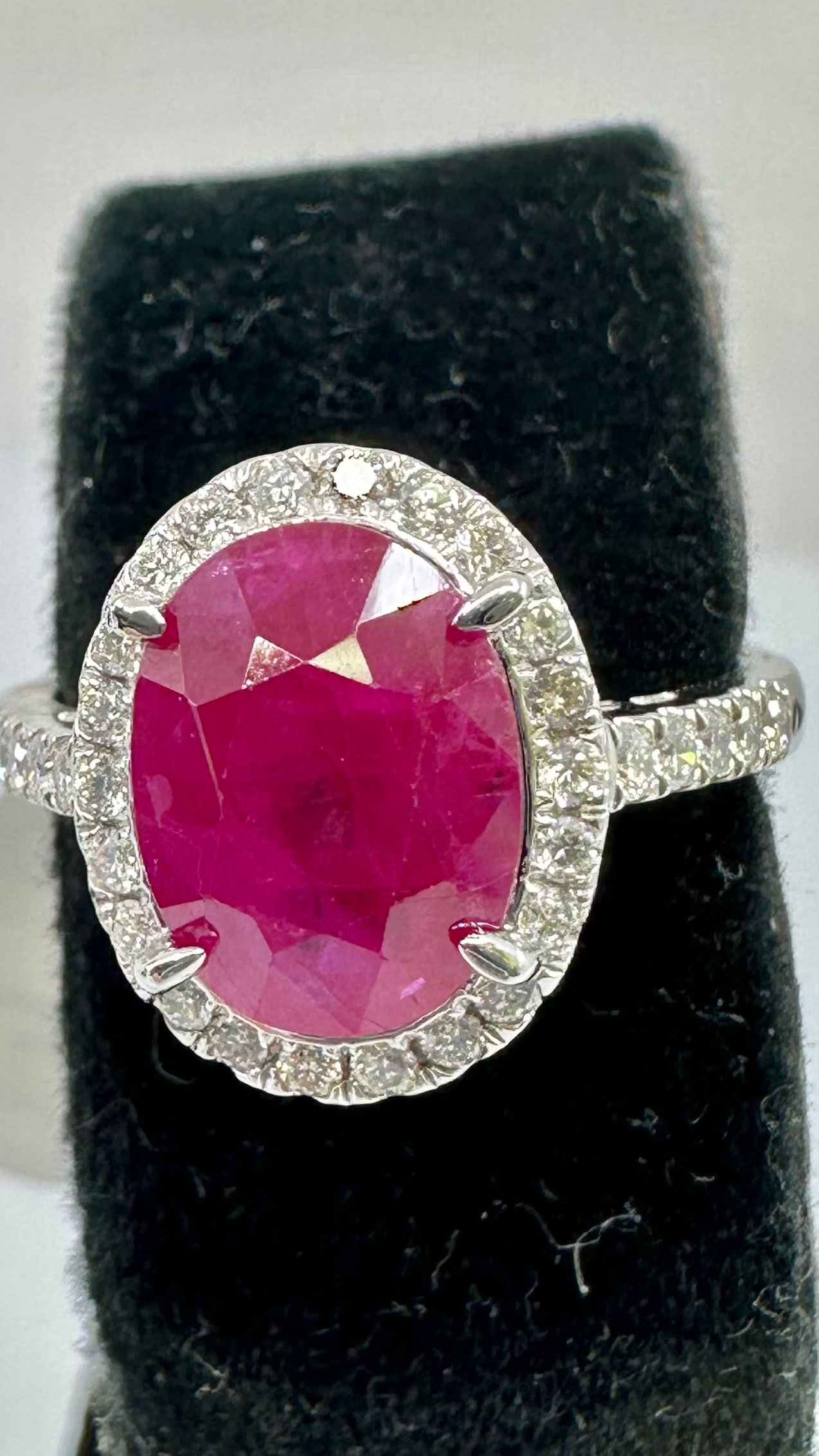 GIA Certified 3.39 Ct Natural Burma Ruby & Diamond Platinum Ring (1 of 4)