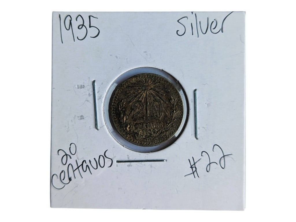 1935 20 Centavos - 90% Silver - Toned (1 of 2)
