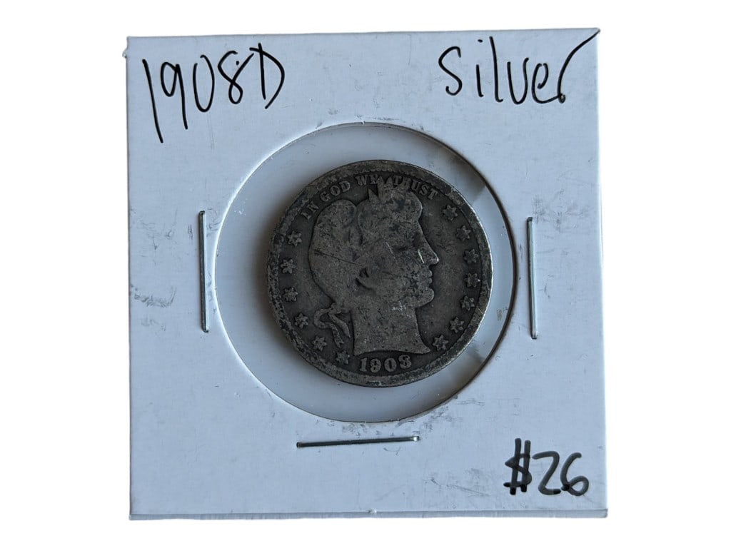 1908-D Barber Silver Quarter (1 of 2)