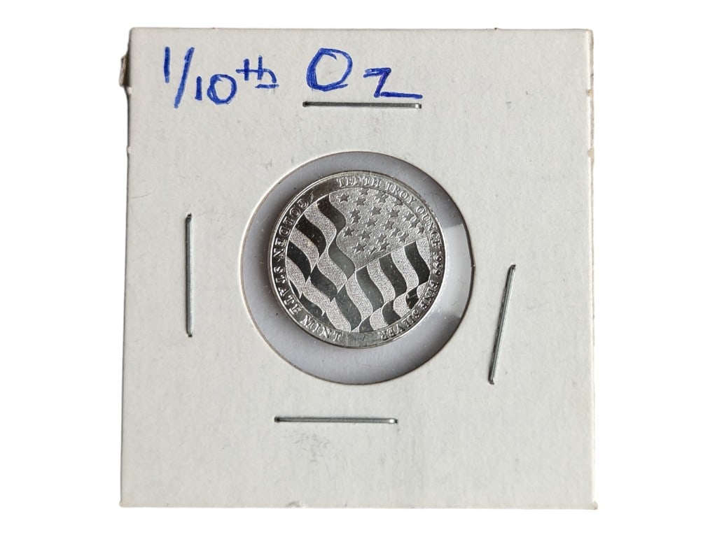 1/10 Troy ounce .999 Fine Silver round - Flag Eagle (1 of 2)