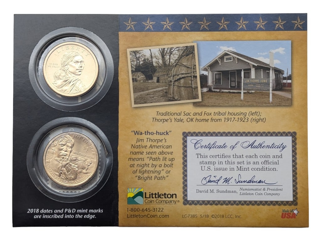 2018 Native American Dollars - Jim Thorpe - Uncirculated (1 of 3)