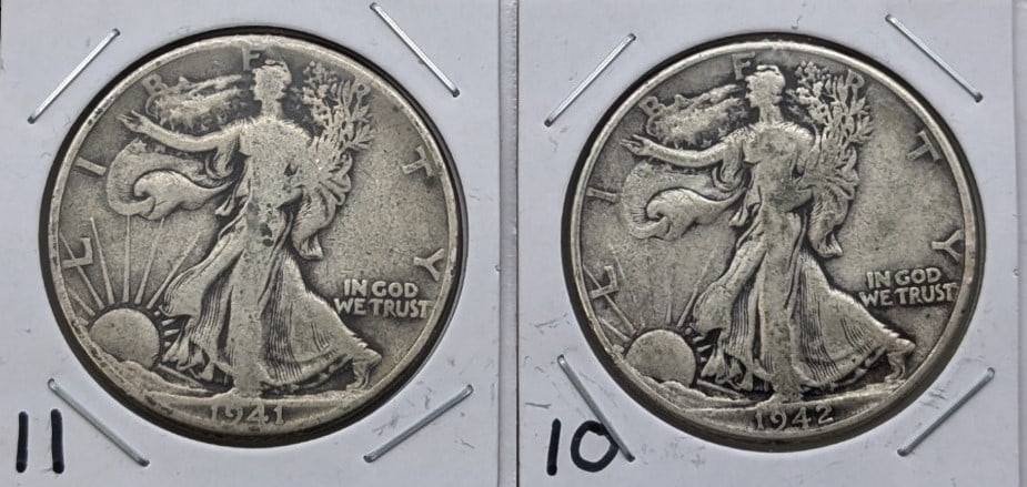 Lot of 2 Walking Liberty Half Dollars - 1941 & 1942: Coin