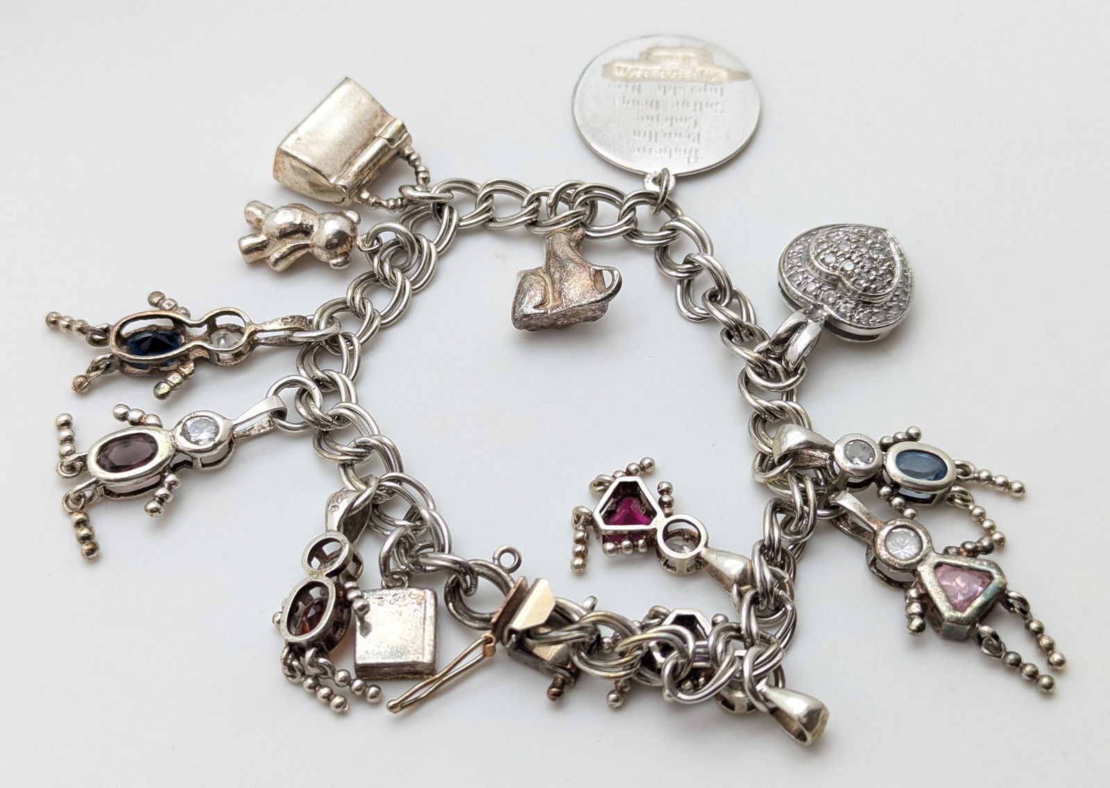 FEATURE Sterling Silver 925 Heavy Ladies Charm Bracelet with 13 Charms (1 of 6)
