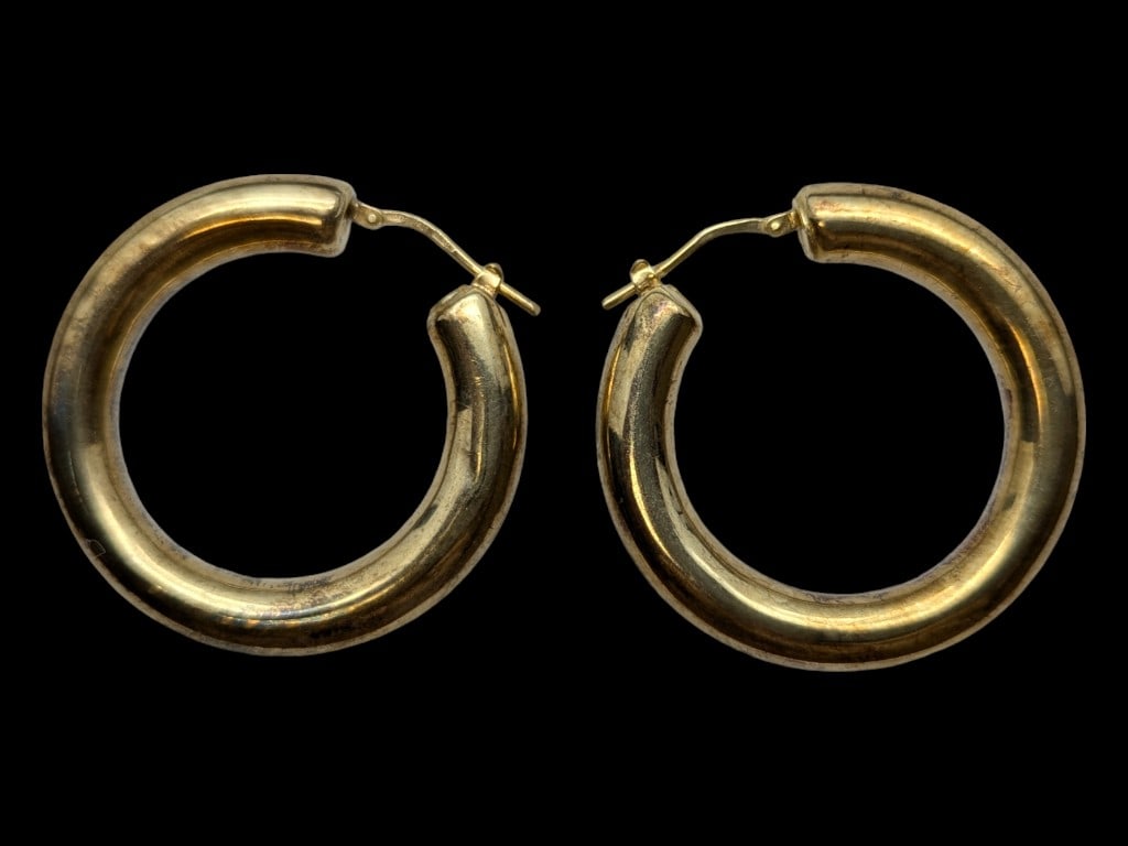 Sterling Silver Gold Tone Small Chunky Hoop Earrings (1 of 4)
