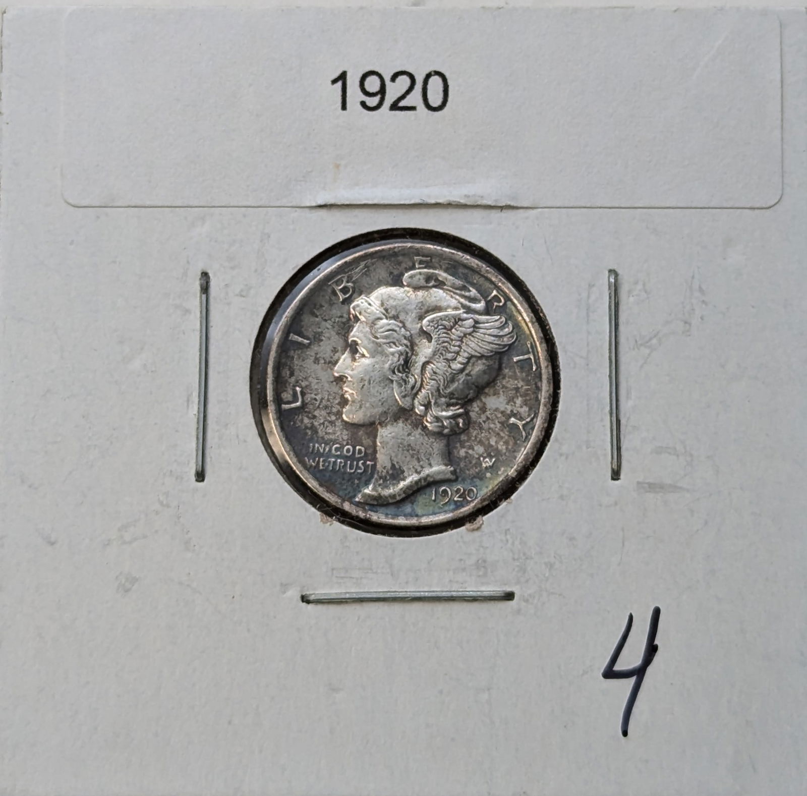FEATURE 1920 Mercury Dime - FB! Blue Toning! (1 of 2)