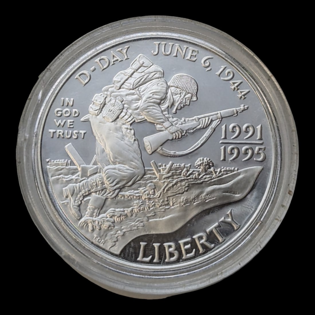 1995-W D-Day Silver Commemorative Dollar - 90% Silver (1 of 2)